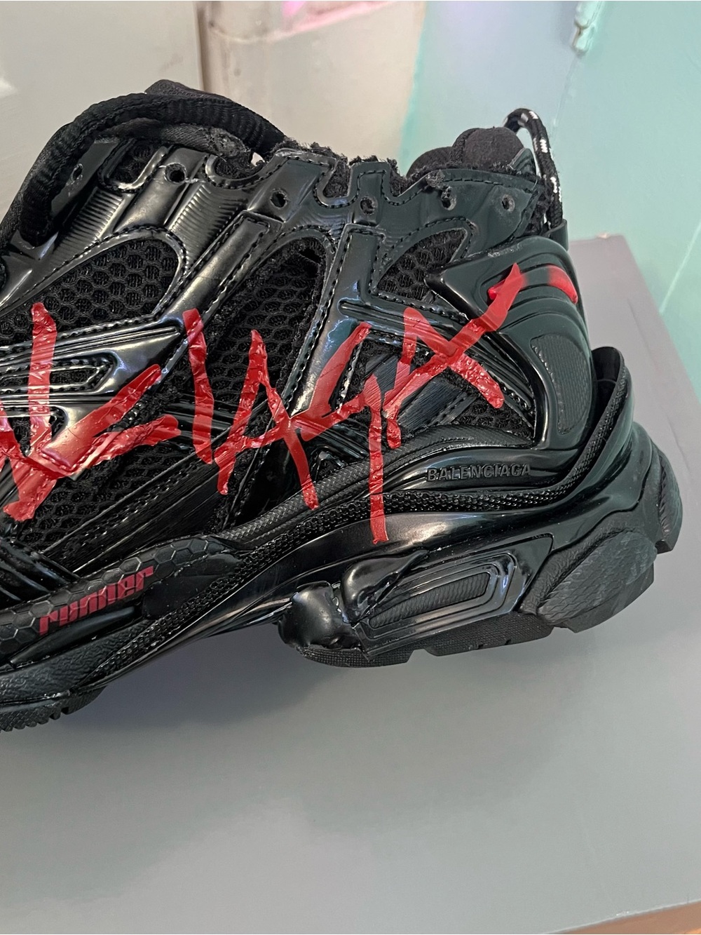 Balenciaga Red Graffiti Sneakers - Picture 6 of 12
